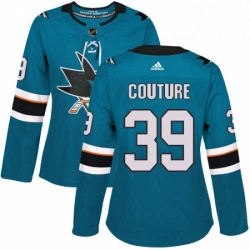 Womens Adidas San Jose Sharks 39 Logan Couture Authentic Teal Green Home NHL Jersey 