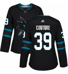 Womens Adidas San Jose Sharks 39 Logan Couture Premier Black Alternate NHL Jersey 