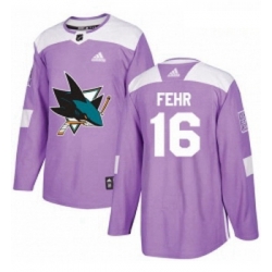 Youth Adidas San Jose Sharks 16 Eric Fehr Authentic Purple Fights Cancer Practice NHL Jerse