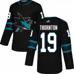 Youth Adidas San Jose Sharks 19 Joe Thornton Premier Black Alternate NHL Jersey 