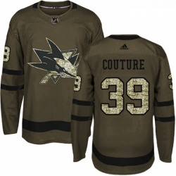 Youth Adidas San Jose Sharks 39 Logan Couture Premier Green Salute to Service NHL Jersey 