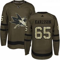 Youth Adidas San Jose Sharks 65 Erik Karlsson Premier Green Salute to Service NHL Jersey 