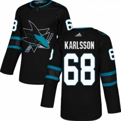 Youth Adidas San Jose Sharks 68 Melker Karlsson Premier Black Alternate NHL Jersey 