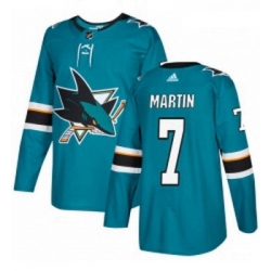 Youth Adidas San Jose Sharks 7 Paul Martin Authentic Teal Green Home NHL Jersey 