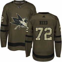 Youth Adidas San Jose Sharks 72 Tim Heed Authentic Green Salute to Service NHL Jersey 