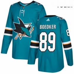 Youth Adidas San Jose Sharks 89 Mikkel Boedker Authentic Teal Green Home NHL Jersey 