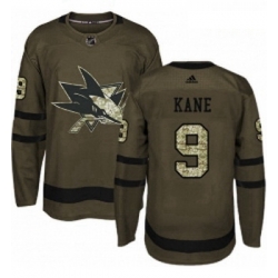 Youth Adidas San Jose Sharks 9 Evander Kane Authentic Green Salute to Service NHL Jerse