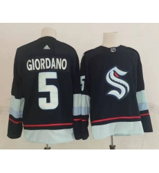 Men Seattle Kraken 5 Mark Giordano Navy Blue Adidas Stitched NHL Jersey