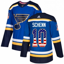 Mens Adidas St Louis Blues 10 Brayden Schenn Authentic Blue USA Flag Fashion NHL Jersey 