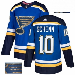Mens Adidas St Louis Blues 10 Brayden Schenn Authentic Royal Blue Fashion Gold NHL Jersey 