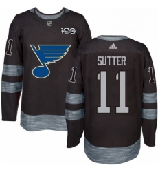 Mens Adidas St Louis Blues 11 Brian Sutter Authentic Black 1917 2017 100th Anniversary NHL Jersey 