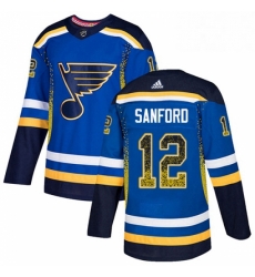 Mens Adidas St Louis Blues 12 Zach Sanford Authentic Blue Drift Fashion NHL Jersey 