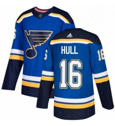 Mens Adidas St Louis Blues 16 Brett Hull Authentic Royal Blue Home NHL Jersey 