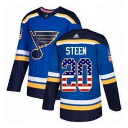 Mens Adidas St Louis Blues 20 Alexander Steen Authentic Blue USA Flag Fashion NHL Jersey 
