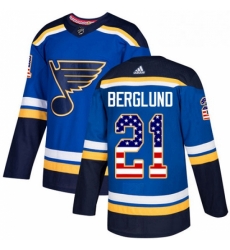 Mens Adidas St Louis Blues 21 Patrik Berglund Authentic Blue USA Flag Fashion NHL Jersey 