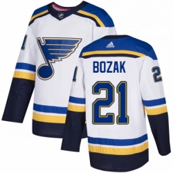 Mens Adidas St Louis Blues 21 Tyler Bozak Authentic White Away NHL Jersey 