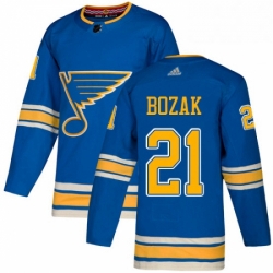 Mens Adidas St Louis Blues 21 Tyler Bozak Blue Alternate Authentic Stitched NHL Jersey 