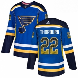 Mens Adidas St Louis Blues 22 Chris Thorburn Authentic Blue Drift Fashion NHL Jersey 