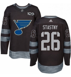 Mens Adidas St Louis Blues 26 Paul Stastny Authentic Black 1917 2017 100th Anniversary NHL Jersey 