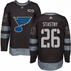 Mens Adidas St Louis Blues 26 Paul Stastny Authentic Black 1917 2017 100th Anniversary NHL Jersey 