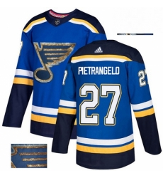Mens Adidas St Louis Blues 27 Alex Pietrangelo Authentic Royal Blue Fashion Gold NHL Jersey 