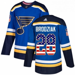 Mens Adidas St Louis Blues 28 Kyle Brodziak Authentic Blue USA Flag Fashion NHL Jersey 