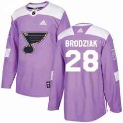 Mens Adidas St Louis Blues 28 Kyle Brodziak Authentic Purple Fights Cancer Practice NHL Jersey 