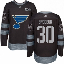 Mens Adidas St Louis Blues 30 Martin Brodeur Authentic Black 1917 2017 100th Anniversary NHL Jersey 