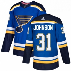 Mens Adidas St Louis Blues 31 Chad Johnson Authentic Royal Blue Home NHL Jersey 