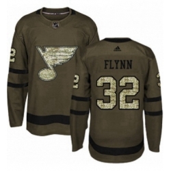 Mens Adidas St Louis Blues 32 Brian Flynn Authentic Green Salute to Service NHL Jersey 