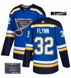 Mens Adidas St Louis Blues 32 Brian Flynn Authentic Royal Blue Fashion Gold NHL Jersey 