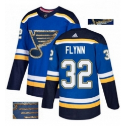 Mens Adidas St Louis Blues 32 Brian Flynn Authentic Royal Blue Fashion Gold NHL Jersey 