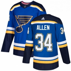 Mens Adidas St Louis Blues 34 Jake Allen Authentic Royal Blue Home NHL Jersey 