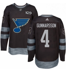 Mens Adidas St Louis Blues 4 Carl Gunnarsson Authentic Black 1917 2017 100th Anniversary NHL Jersey 