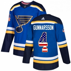 Mens Adidas St Louis Blues 4 Carl Gunnarsson Authentic Blue USA Flag Fashion NHL Jersey 