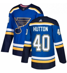 Mens Adidas St Louis Blues 40 Carter Hutton Authentic Royal Blue Home NHL Jersey 