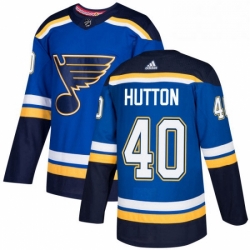 Mens Adidas St Louis Blues 40 Carter Hutton Authentic Royal Blue Home NHL Jersey 
