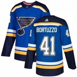 Mens Adidas St Louis Blues 41 Robert Bortuzzo Authentic Royal Blue Home NHL Jersey 