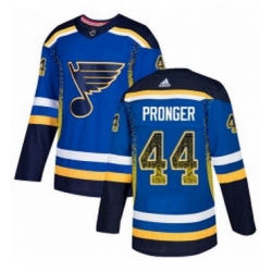 Mens Adidas St Louis Blues 44 Chris Pronger Authentic Blue Drift Fashion NHL Jersey 