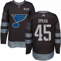 Mens Adidas St Louis Blues 45 Luke Opilka Authentic Black 1917 2017 100th Anniversary NHL Jersey 