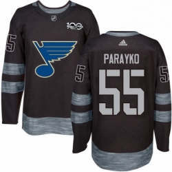 Mens Adidas St Louis Blues 55 Colton Parayko Authentic Black 1917 2017 100th Anniversary NHL Jersey 
