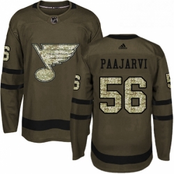 Mens Adidas St Louis Blues 56 Magnus Paajarvi Authentic Green Salute to Service NHL Jersey 