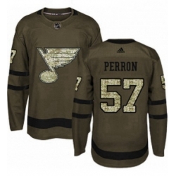Mens Adidas St Louis Blues 57 David Perron Authentic Green Salute to Service NHL Jersey 