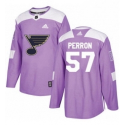 Mens Adidas St Louis Blues 57 David Perron Authentic Purple Fights Cancer Practice NHL Jersey 