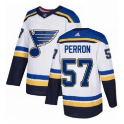 Mens Adidas St Louis Blues 57 David Perron Authentic White Away NHL Jersey 