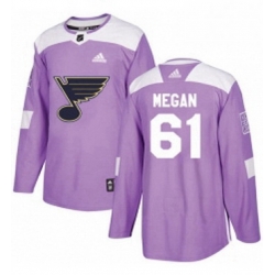 Mens Adidas St Louis Blues 61 Wade Megan Authentic Purple Fights Cancer Practice NHL Jersey 