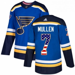 Mens Adidas St Louis Blues 7 Joe Mullen Authentic Blue USA Flag Fashion NHL Jersey 