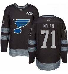 Mens Adidas St Louis Blues 71 Jordan Nolan Authentic Black 1917 2017 100th Anniversary NHL Jersey 