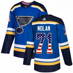 Mens Adidas St Louis Blues 71 Jordan Nolan Authentic Blue USA Flag Fashion NHL Jersey 