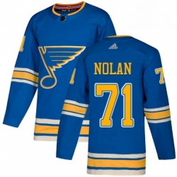 Mens Adidas St Louis Blues 71 Jordan Nolan Authentic Navy Blue Alternate NHL Jersey 